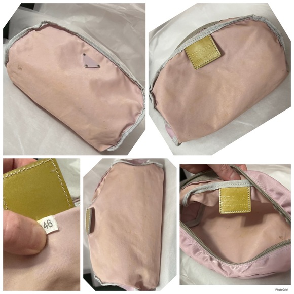 Prada AUTHENTIC Tessuto Nylon Baby Pink Logo Triangle Pouch Cosmetic Makeup Bag - Picture 16 of 16